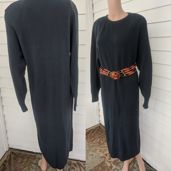 80s Merino Wool Sweater Dress Basic Gray Ambria M - Picture 1 of 7